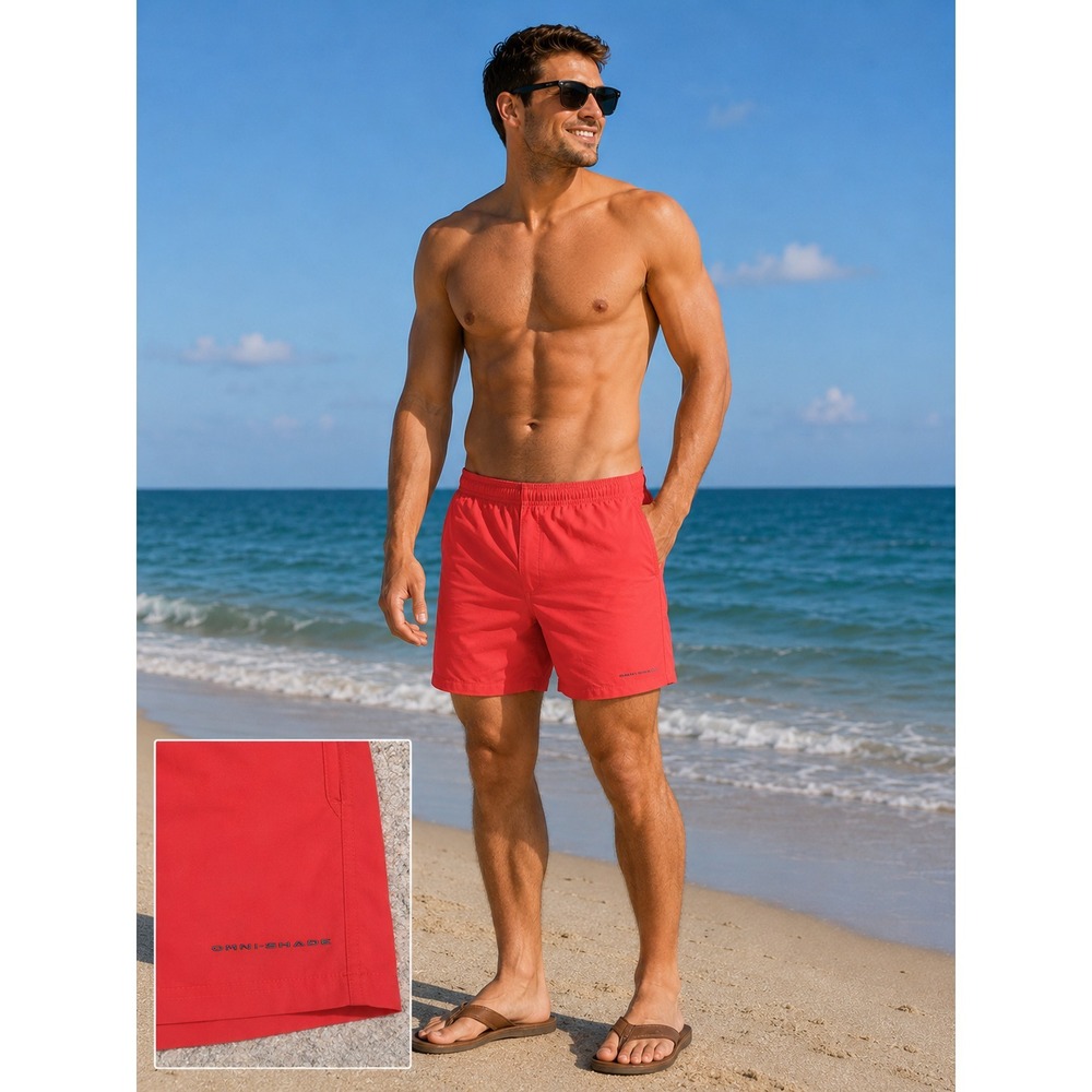 Columbia Men's PFG Backcast Water Shorts Size M Red Mesh Lined 6" Inseam